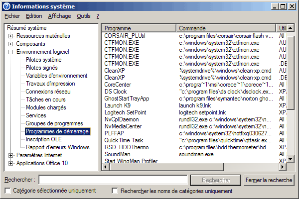 Informations système