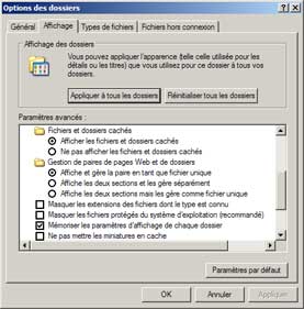 Afficher les fichiers et dossiers cachés sous Windows XP