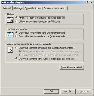 Options des dossiers - Général