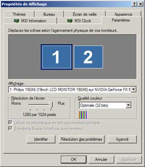 Paramètres d'affichage pour deux écrans