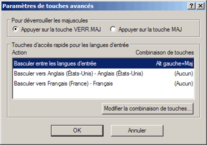 Verrouillage Majuscule