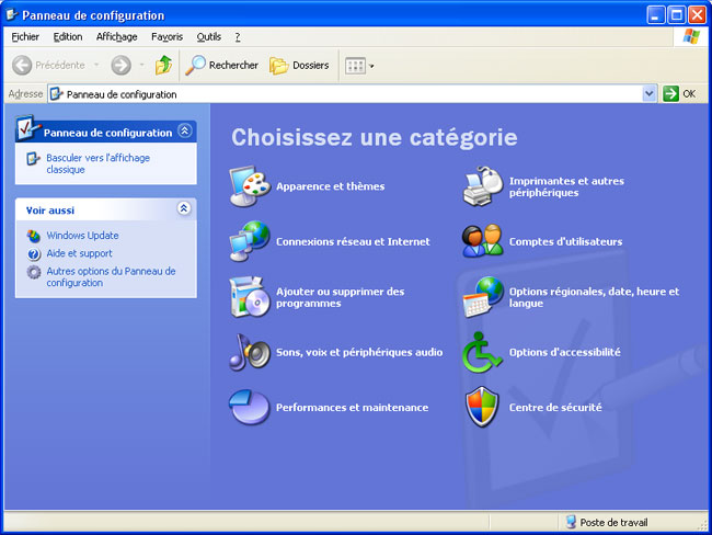 XP : Panneau de configuration