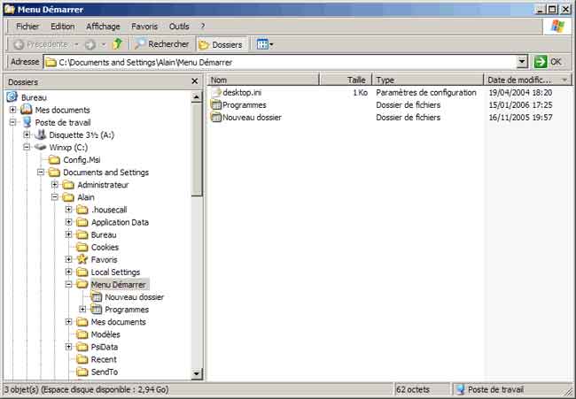 emplacement du dossier SendTo