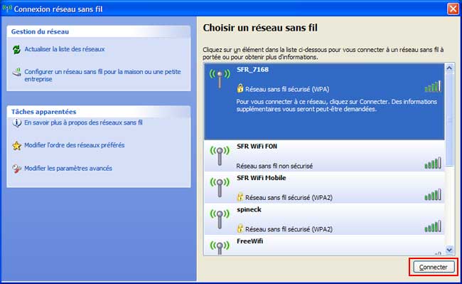 Windows XP : Choisir un réseau