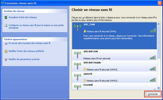Windows XP : Choisir un réseau