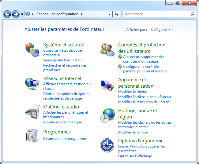 Panneau de configuration